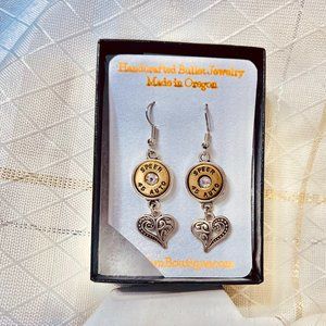 Made in Oregon Bullet Heart Earrings with Rhinestones, Western Earrings